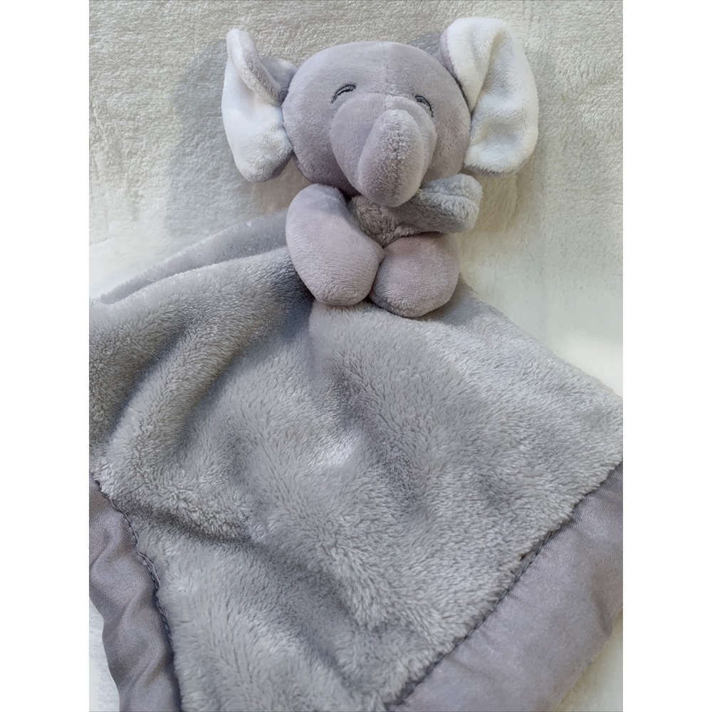 Carters‎ Grey Gray Elephant Security Blanket Soft Velour Satin Baby Lovey Toy